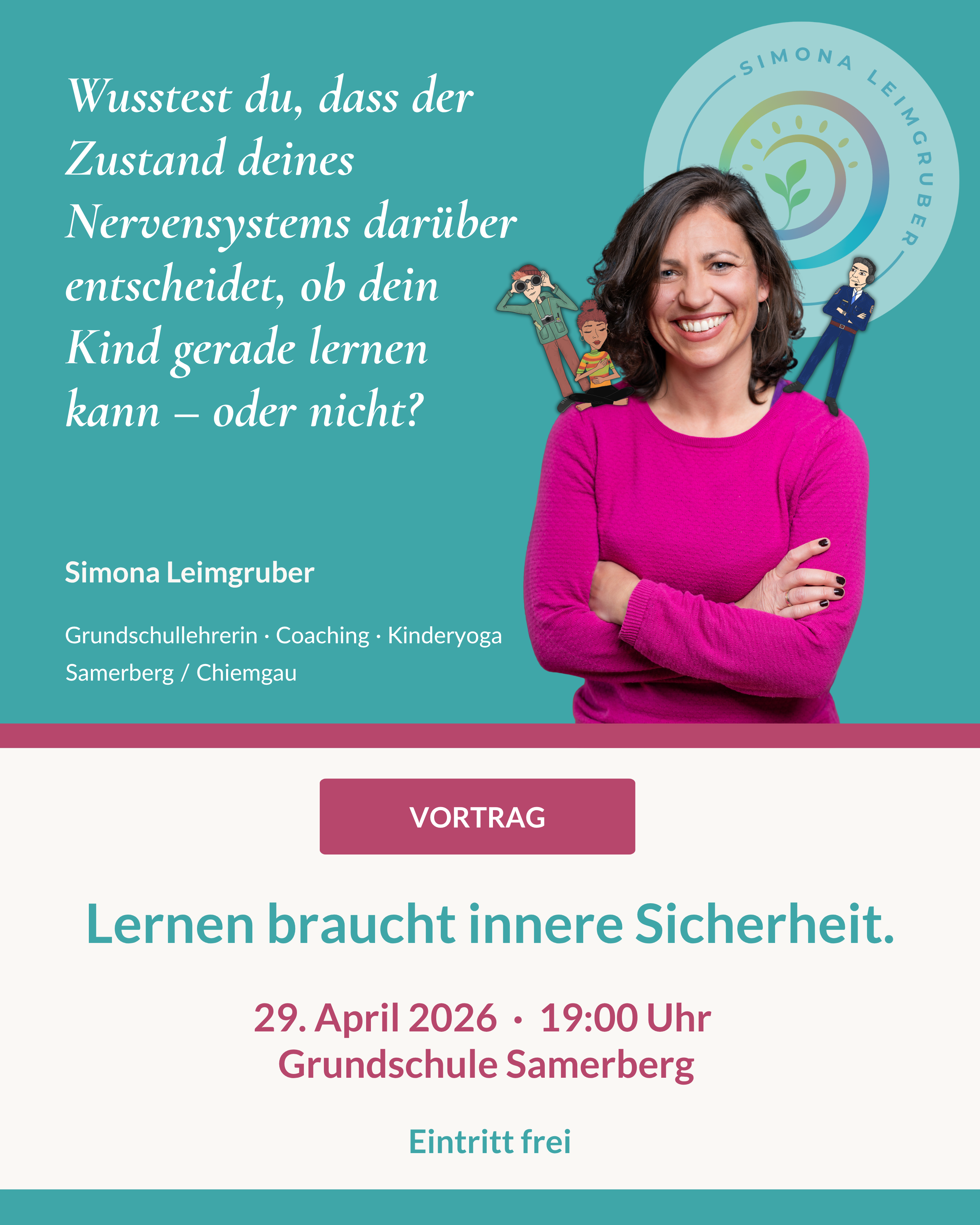 Vortrag: Lernen braucht innere Sicherheit – 29. April 2026, 19 Uhr, Grundschule Samerberg